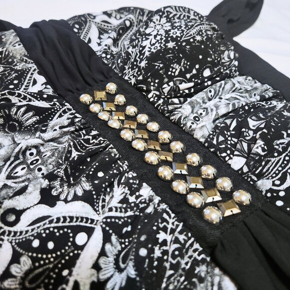 Speechless Black & White Babydoll Top | Y2K Style | Size L (Fits M) - Picture 9 of 15